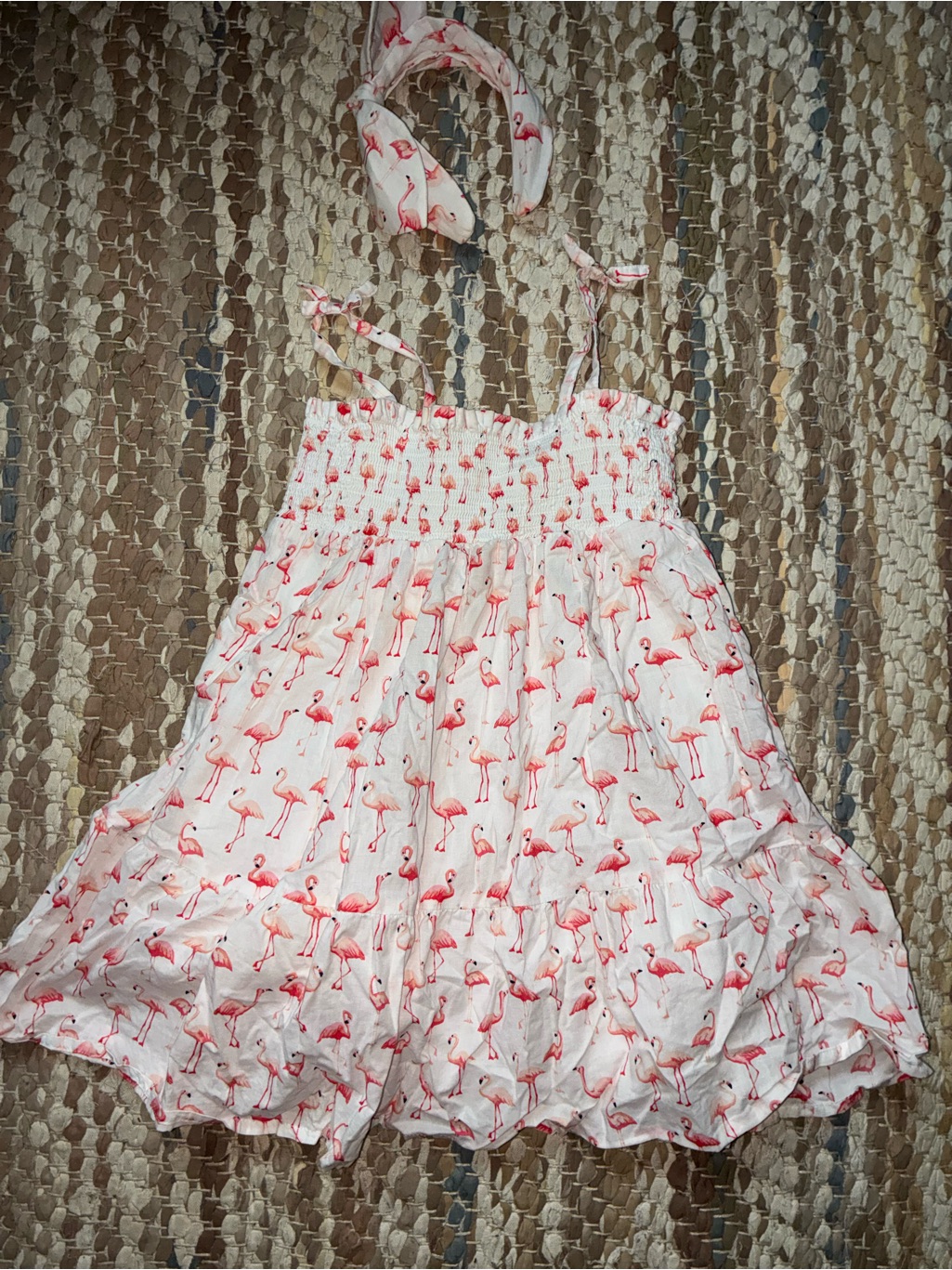 Janie And Jack Pink Sundress With Flamingos & Matching Headband